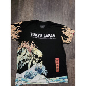 Fresh Laundry Tokyo Japan Skeleton AOP Shirt Size Large